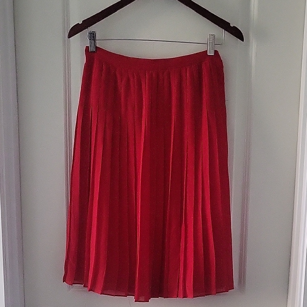 Red Pleated Skirt